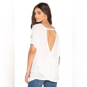 Free People Gemma Back Wrap Tee Shirt Blouse Top Ivory Large